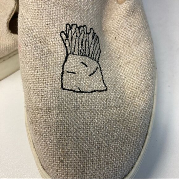 SOLUDOS Sz 8 Jason Polan Collab Hamburger Fries Slip On Canvas Rubber Sole - Picture 2 of 9